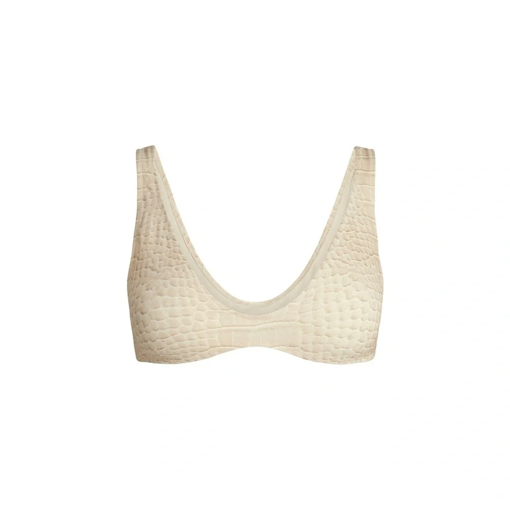 SKIMS Cream Textured Scoop Swim Top